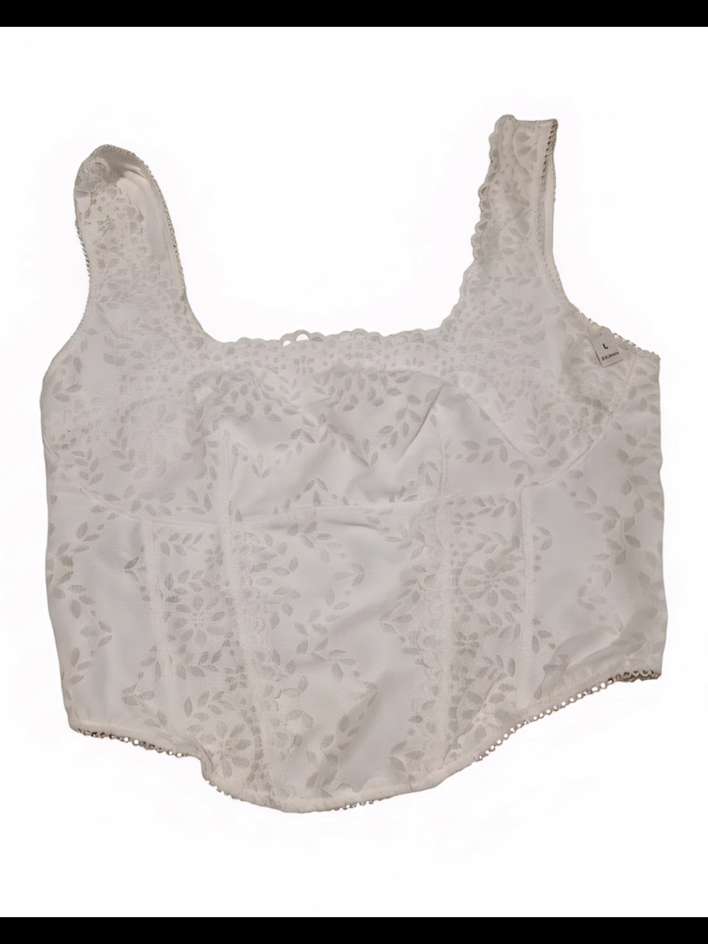 PINK Victoria's Secret White Lace Longline Bustier Tank